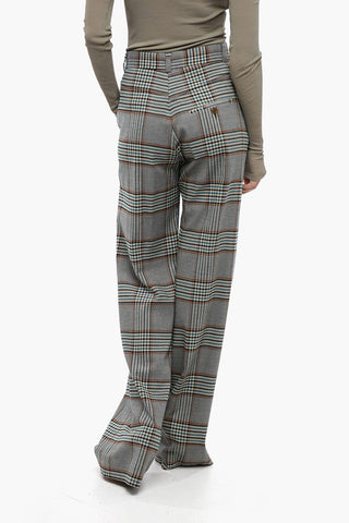 Glen Plaid Pants with High Waist