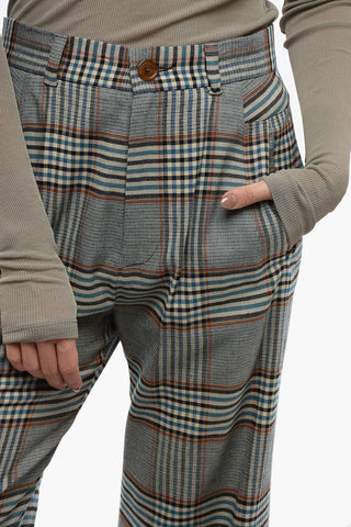 Glen Plaid Pants with High Waist