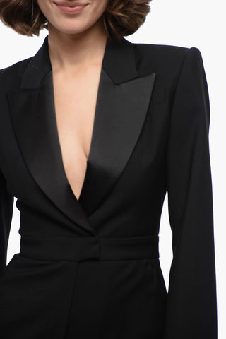 Wool Jumpsuit with Satin Peak Lapel