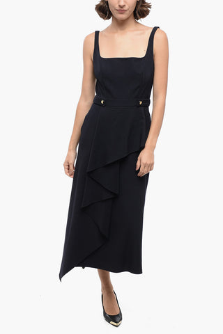 Wool Blend Peplum Dress with Martingales