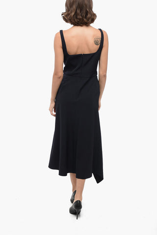 Wool Blend Peplum Dress with Martingales