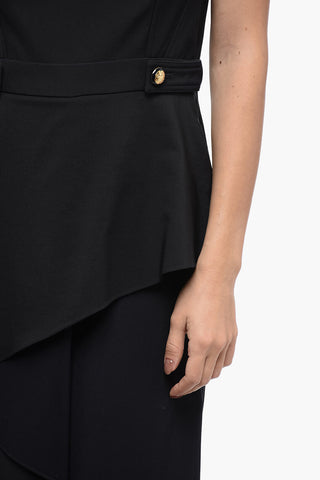 Wool Blend Peplum Dress with Martingales