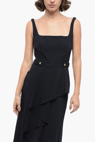 Wool Blend Peplum Dress with Martingales