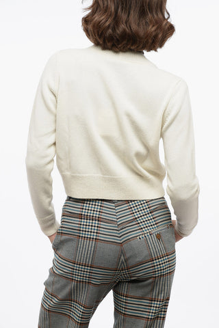 Cropped Cardigan with Embroidered Detail