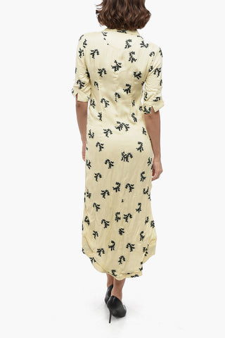 3/4-Sleeved Embroidered Shirt Dress