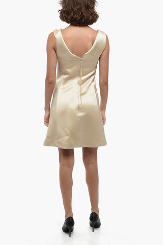 Satin Sheath Dress with Side Slits and Built-in Slip
