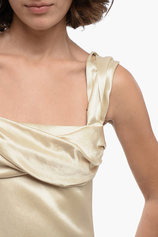 Satin Sheath Dress with Side Slits and Built-in Slip