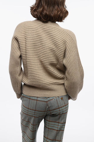 Cashmere Ribbed Cardigan with Jewel Buttons
