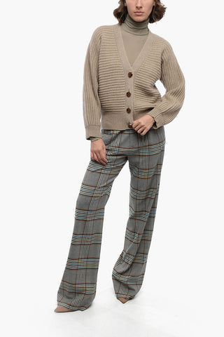 Cashmere Ribbed Cardigan with Jewel Buttons