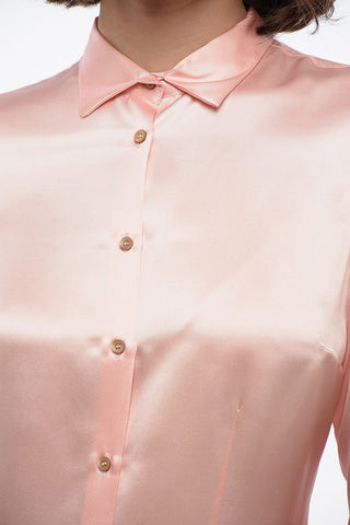 Silk Fittet Shirt with Side Slit