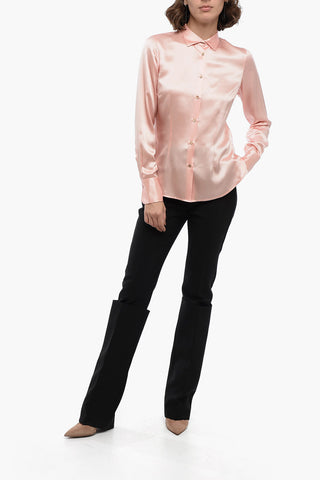 Silk Fittet Shirt with Side Slit