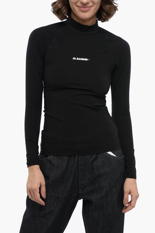 Long-sleeved Tech Fabric Top with Printed Logo