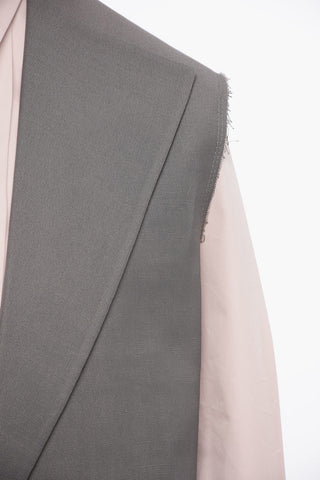 Buttonless Linen-Blend Gilet with Raw-Edge Details