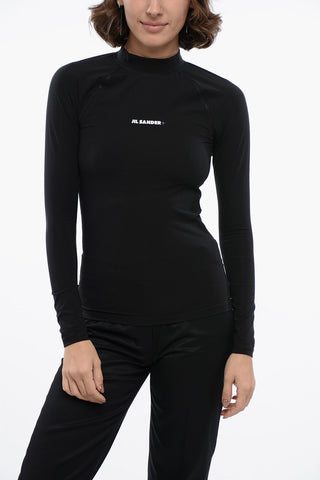 Long-sleeved Tech Fabric Top with Printed Logo