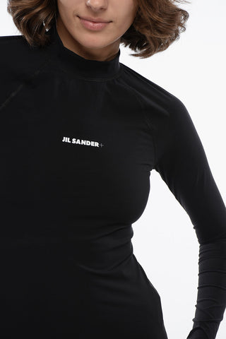 Long-sleeved Tech Fabric Top with Printed Logo