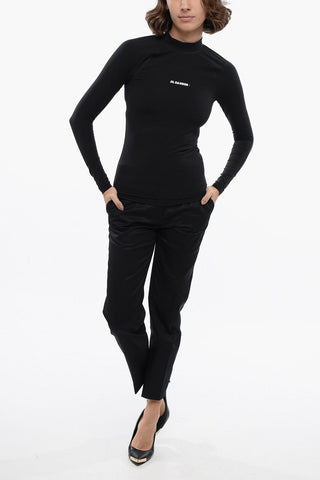Long-sleeved Tech Fabric Top with Printed Logo