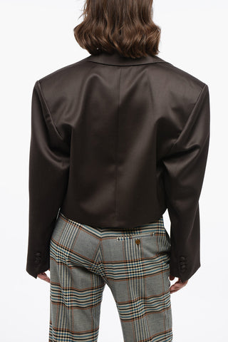 Blazer Crop in Fresco Lana con Fit Oversize