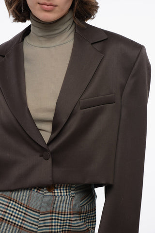 Blazer Crop in Fresco Lana con Fit Oversize