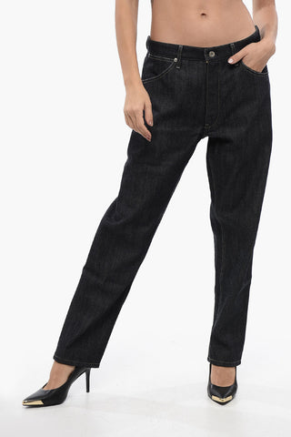 High-Waist-Jeans aus dunkelgewaschenem Denim 18cm