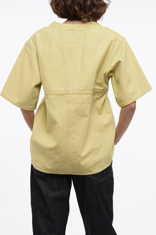 Blusa Asimmetrica in Denim con Scollo a V