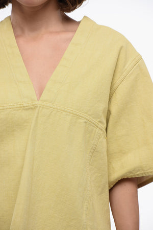 Blusa Asimmetrica in Denim con Scollo a V