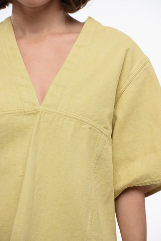 Blusa Asimmetrica in Denim con Scollo a V