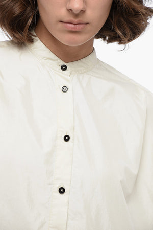 Bluse aus Seidenmix mit koreanischem Kragen