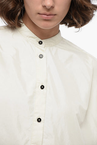 Bluse aus Seidenmix mit koreanischem Kragen