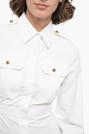 Chemisier Svasato in Popeline con Tasche Utility