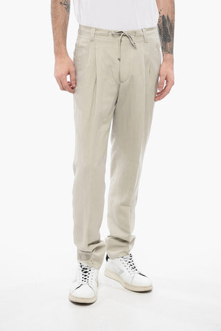 ID 4-Pocketed Linen Blend Pants with Belt Loops