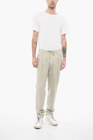 ID 4-Pocketed Linen Blend Pants with Belt Loops