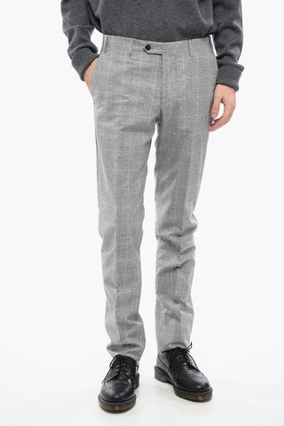 Pantaloni in Misto Lana e Cotone con Motivo a Quadri