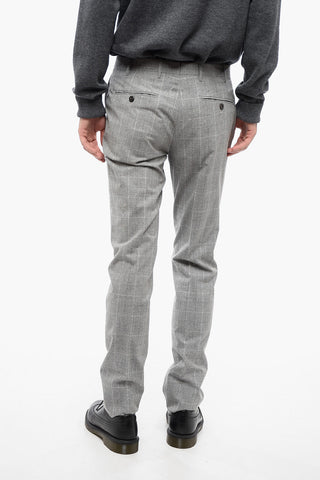 Pantaloni in Misto Lana e Cotone con Motivo a Quadri
