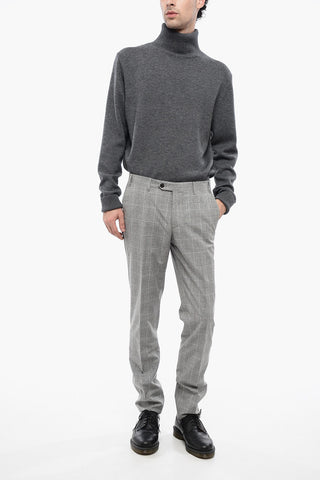Pantaloni in Misto Lana e Cotone con Motivo a Quadri