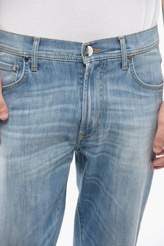ID LUXURY DENIM Light-washed Denims with Contrasting 