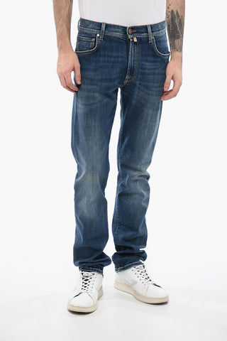 ID LUXURY DENIM Jeans Lavaggio Scuro con Patch in Suede