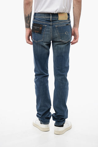 ID LUXURY DENIM Jeans Lavaggio Scuro con Patch in Suede