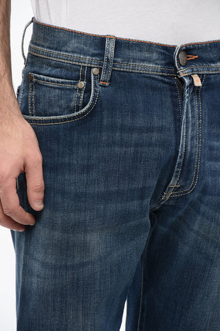 ID LUXURY DENIM Jeans Lavaggio Scuro con Patch in Suede