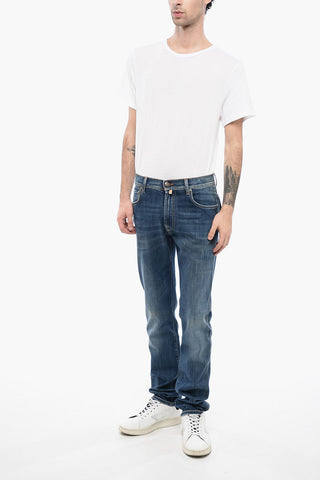 ID LUXURY DENIM Jeans Lavaggio Scuro con Patch in Suede