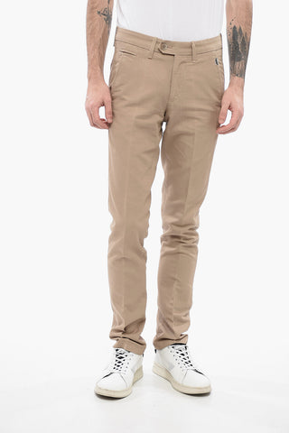 ID Pantaloni Chino in Cotone e Lino a Tinta Unita