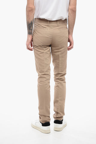 ID Pantaloni Chino in Cotone e Lino a Tinta Unita