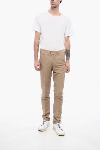 ID Pantaloni Chino in Cotone e Lino a Tinta Unita