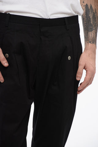 TREND Cotton Single Pleat Pants with Hidden Closure