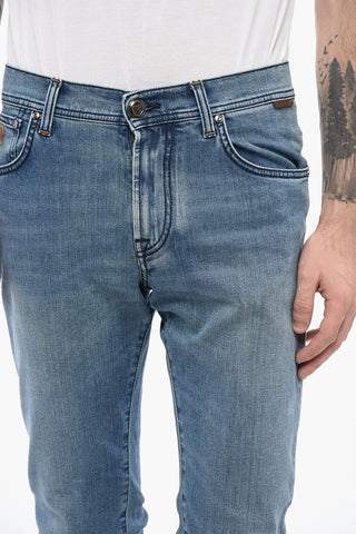 ID Stretch Denim Jeans with Visible Stitching 16cm