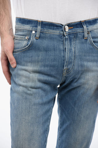 ID LUXURY DENIM Jeans Lavaggio Chiaro con Ricamo a Contrasto