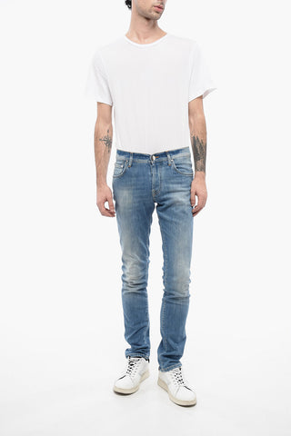 ID LUXURY DENIM Jeans Lavaggio Chiaro con Ricamo a Contrasto