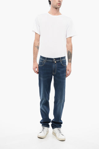 ID LUXURY DENIM Jeans Lavaggio Scuro con Ricamo a Contrasto