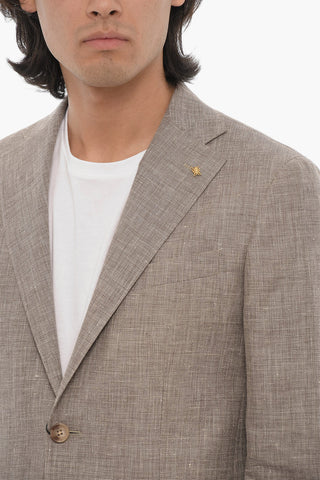 CC COLLECTION Giacca 2 Bottoni in Misto Lino Due Spacchi Revers Classico