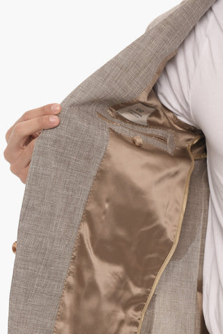 CC COLLECTION Giacca 2 Bottoni in Misto Lino Due Spacchi Revers Classico