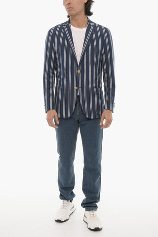 CC COLLECTION Giacca 2 Bottoni RIGHT in Cotone Stretch a Righe